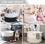 INDRESSME XXXLarge Cotton Rope Basket 21.7" x 21.7" x 13.8" Woven Baby Laundry Basket for Blankets Toys Storage Baskets with 
