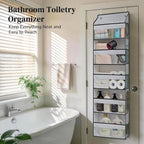 5 Tiers Ultra-thin Over Door Organizer with 10 Mesh Side Pockets, 44 lbs Weight Capacity Hanging Storage Organizer with Clear