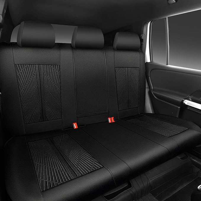 CAR PASS Leather Oxford Rear Seat Covers, Waterproof Back Seat Covers,All-Weather Non-Slip Durable, Universal Fit for SUVs Se