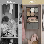 GRANNY SAYS Hanging Closet Organizer with Drawers, 4 Shelf Dividers Closet Hanging Organizer, Foldable Hanging Shelves for Wa