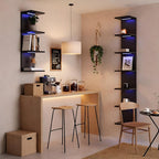 7-Tier Wall Shelf with 10 RGB Lighting Modes, Multifunctional Wall Mounted Vertical Display Floating Shelf for Bedroom Living