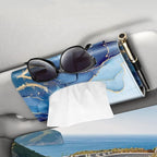 CaseBot Car Visor Tissue Holder, Sun Visor Napkin Holder, Mask Holder, PU Leather Backseat Tissue Box for Truck SUV, Ocean Marble