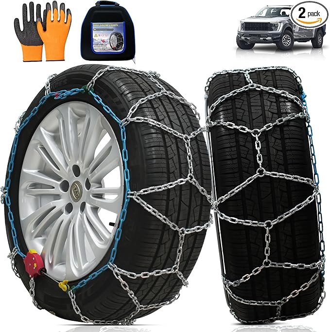 Heavy Duty AutoFixing Snow Chains Tire Chains for Light Truck, SUV & Pickup, Self-Tightening Design for Easy Installation, Ti