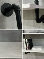 Industrial Pipe Shelving Rustic White Pipe Wall Shelves Industrial Shelves with Wood Planks Floating Shelves 60 Inch Farmhous