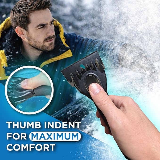 RevHeads Ice Scraper for Car Windshield & Windows - Tough Reinforced Plastic Handle - Chisel Side for Frost, Claw Side for ICY Chunks