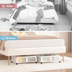Under Bed Storage Containers With Wheels - 2 Pcs Bamboo Wood Rolling Underbed Shoe Storage Bins With Dust Bags for Clothes Bl