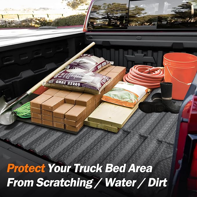 KUST Full Set Floor Mats for 2023-2026 Ford F250/F350/F450 Super Duty Crew Cab, 6.8FT Truck Bed Mat with Tailgate Liner All Weather F250 Accessories TPE Rubber Raised Edge
