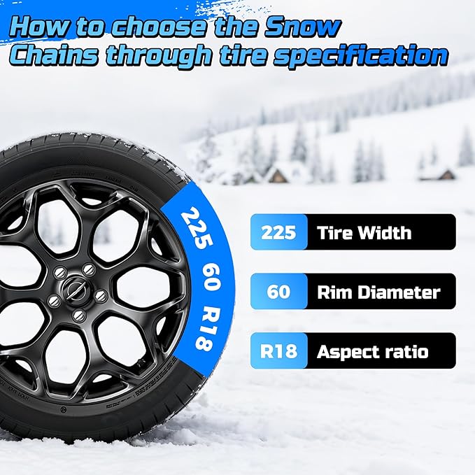 Auto Tightening Snow Chains Tire Chains Quick Easy Installation HKN140 Set of 2 for Cars SUV Pickup Trucks RV 215 225 235 245