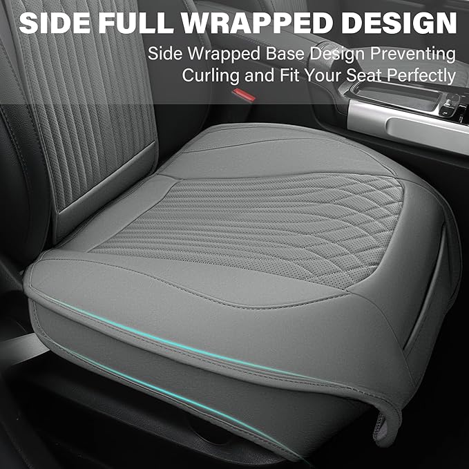 CAR PASS Car Seat Protector, 2 Pack Sideless Nappa Leather Seat Covers for Cars, All Season Waterproof Breathable Front Seats