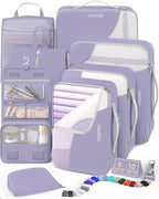 8 Set Packing Cubes for Travel, Gifts for Women Mom,Anti-Tearing Suitcase Organizer for Luggage with Shoe & Hanging Toiletry 