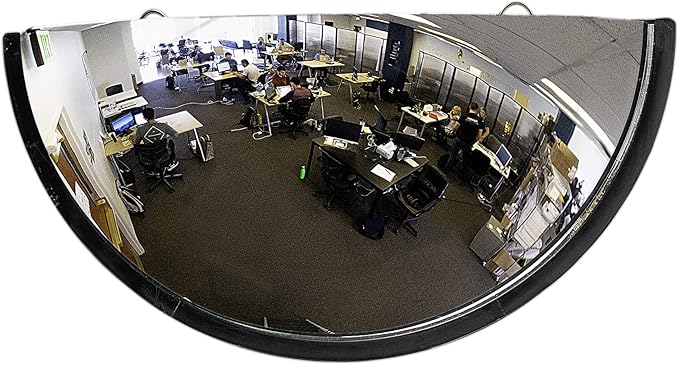 26” Acrylic Bubble Half Dome Convex Mirror, Round Indoor Security Mirror for Driveway Safety Spots, Outdoor Warehouse Side View, Circular Wall Mirror for Office Use - Vision Metalizers (DPB2612)