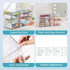 Vtopmart 4 Set Clear Desk Organizer, Pen Organizer with 16 Drawers, Acrylic Desktop Organization and Storage for Office Suppl