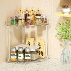NPPLUS 2 Tier Acrylic Bathroom Counter Organizer, Clear Bathroom Countertop Corner Organizer, 2-Tier Corner Storage Shelf Van