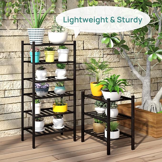 viewcare Small Shoe Rack for Entryway,3-Tier Black Bamboo Shoe Organizer for Hallway Closet, Free Standing Shoe Racks for Ind