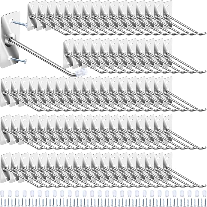 40 Pcs 4"/10CM Stainless Steel Wall Mounted Hooks with Protective Caps and Screws, Coat Bag Hat Utility Hook, Garage Tools St