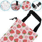 Car Trash Bag Strawberry Flower Car Garbage Bag Hanging Car Trash Can for Back Seat with Drawstring