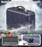 Fireproof Document Box, Hard Case Highly Flame-Resistant Fire Proof Waterproof File Organizer with Lock, Portable Fire Safe f