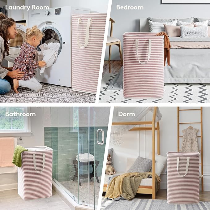 Lifewit 2 Pack Laundry Basket 80L Each, Collapsible Clothes Hamper with Reinforced Handles, Freestanding Waterproof Design fo