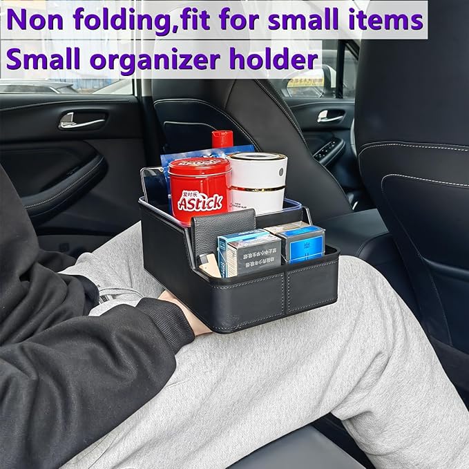Car Storage Organizer Between Seats,Center Console Armrest Storage Box Back Seat Organizer with Small Compartment Car Interior Storage Box,Cup Holder Tray with Non-slip Mat(Black)