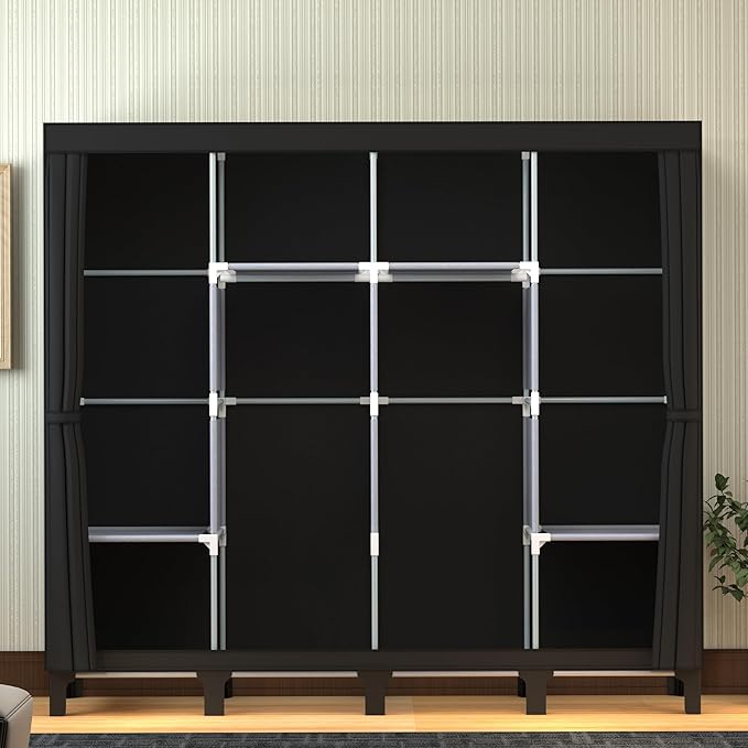 Non-Woven Wardrobe, No Tools Required, Large Capacity, Easy Assembly, Movable, Storage Rack, Waterproof, Dustproof, Stain Res