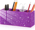 Jetec Acrylic Glitter Pen Holder 4 Compartments Bling Makeup Brush Stationery Organizer Pencil Holder for Desk Accessories Sp