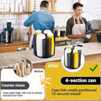 4-Compartment Rotating Paper Cup Holder & Coffee Cup Lid Storage Dispenser, Plastic Cup Dispenser Removable, Space-Saving Cou