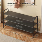 INGIORDAR Shoe Rack 3 Tier Long Storage Organizer Wide Metal Shoe Shelf for Closet Entryway Black