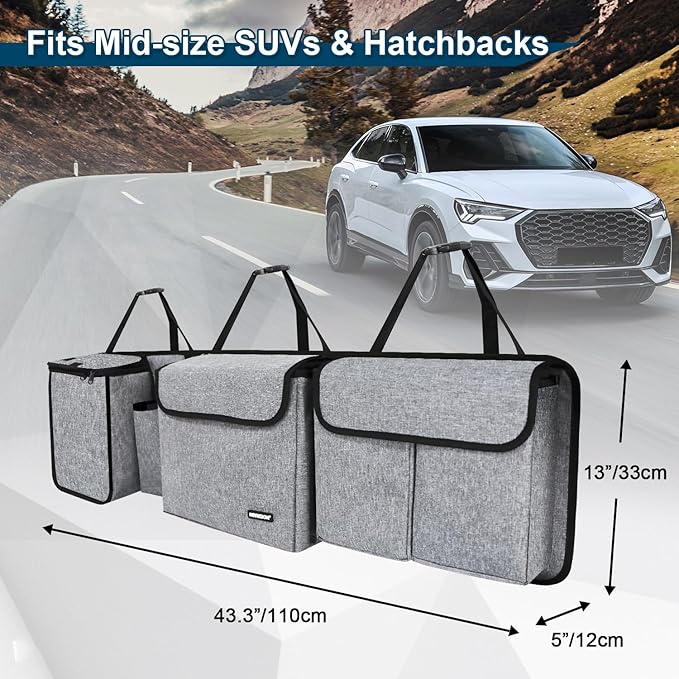 Deluxe Trunk and Backseat Organizer for Medium or large size SUVs & RVs, Detachable Storage Modules with Built-in Cooler,