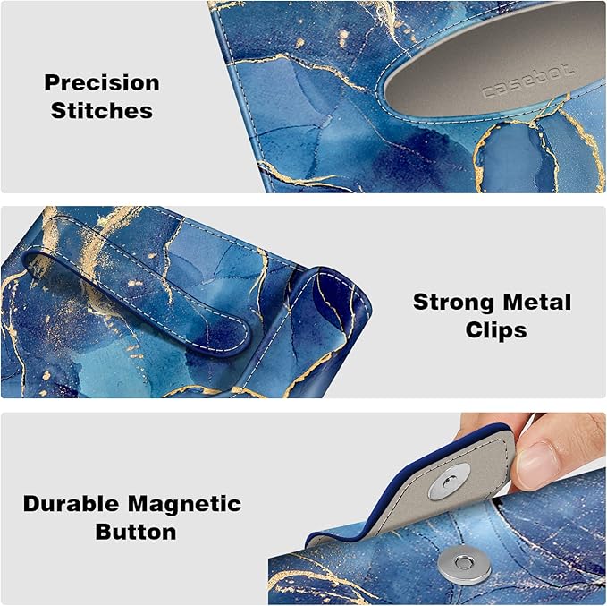 CaseBot Car Visor Tissue Holder, Sun Visor Napkin Holder, Mask Holder, PU Leather Backseat Tissue Box for Truck SUV, Ocean Marble