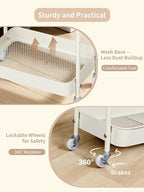 Fortella Baby Diaper Caddy, 3 Tier Rolling Storage Cart for Baby Essentials, Diaper Cart with Detachable Dividers, Storage Or