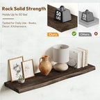 Vivelove Live Edge Floating Shelves 36 inch Long, Elm Wood Wall Display Shelf with Invisible Bracket for Living Room Bedroom 