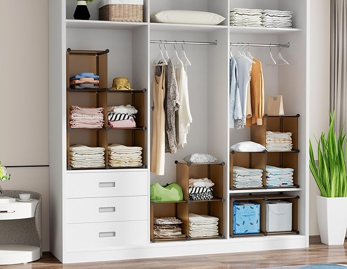 6-Cube Storage Organizer, Closet Organizer Storage Shelf Bookcase Bookshelf with Metal Hammer, Storage Cubes Organizer Cabine