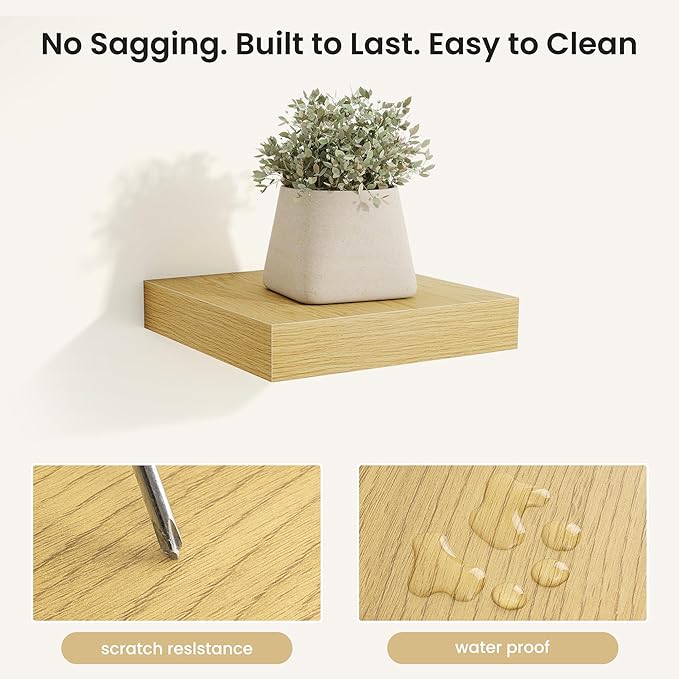 Fun Memories Rustic Wood Floating Shelves for Wall, Space-Saving Wall Mounted Shelves for Bathroom, Bedroom, Living Room and 