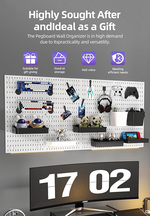 Revamp Your Space With A Versatile Pegboard Kit - Effortlessly Organize Home, Office, And Gaming Setup With Customizable Hang
