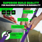 Rhino USA Retractable Ratchet Straps (2-Pack) - 1 Inch x 10 Feet (1,209lb Break Strength) - Auto Self Retracting Tie Down Straps for Truck, Cargo Trailer, Motorcycle, ATV, UTV - Purple