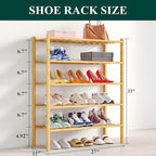 Smiry Shoe Rack, 5 Tier Bamboo Shoe Organizer, Stackable Free Standing Wooden Shoe Storage Shelf for Closet, Entryway, Front 