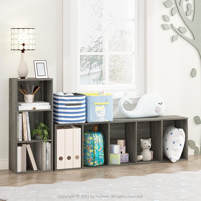 Furinno LUDER Book Shelf, 5-Tier Bookshelf, Bookcase with Open Shelves, 9.4 x 15.8 x 52, Easy Assembly, for Living Room, Bedr