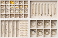 Velvet Jewelry Drawer Organizer Trays – Large Beige Stackable Jewelry Storage Inserts Set, 4-Layer Jewelry Tray Set for Earri