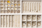 Velvet Jewelry Drawer Organizer Trays – Large Beige Stackable Jewelry Storage Inserts Set, 4-Layer Jewelry Tray Set for Earri