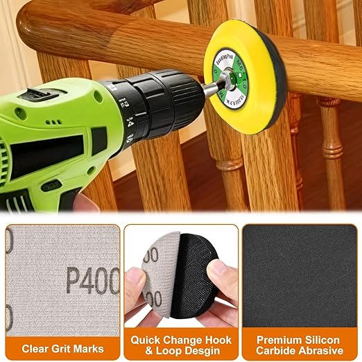 133 PCS Sanding Disc Drill Polishing Kit Sanding Attachment, 3 Inch Wet Dry Headlight Restoration Kit 60-10000 Grit Hook and 
