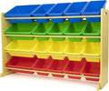 Humble Crew Extra-Large Toy Organizer with 20 Plastic Bins – Primary/Natural Storage Rack with 4-Tier Shelves, Anti-Tip Safet