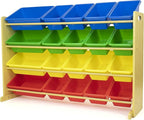 Humble Crew Extra-Large Toy Organizer with 20 Plastic Bins – Primary/Natural Storage Rack with 4-Tier Shelves, Anti-Tip Safet