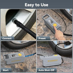 150 PSI Tire Inflator Portable Air Compressor, 12V DC Auto Shutoff Air Pump with Digital Pressure Gauge and Emergency LED Light for Car Tires, Bicycle & Balloons, Gray