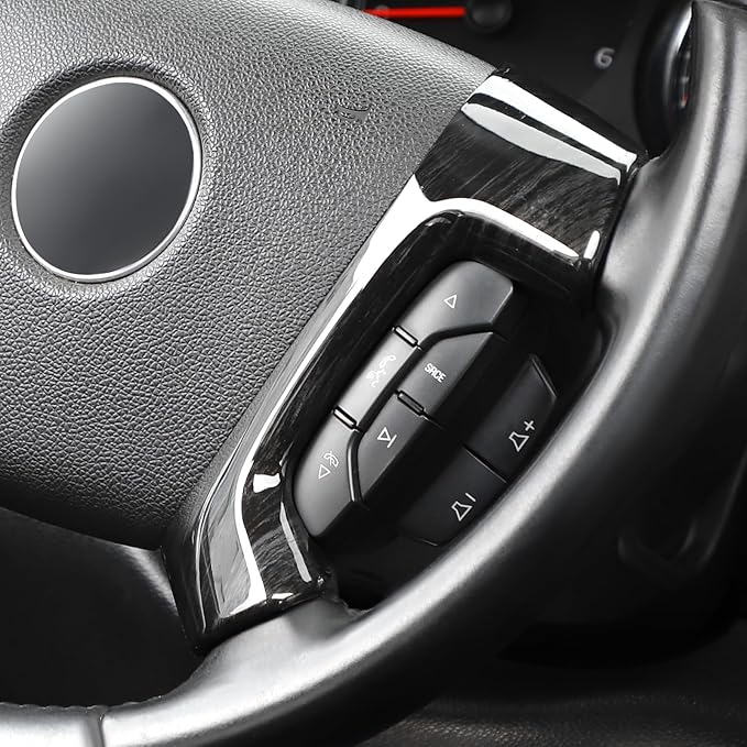 Linskip Steering Wheel Trim Covers Compatible with Avalanche/Suburban/Tahoe/Traverse/Silverado 1500 2500HD 3500HD & Yukon/Sierra & Cadillac Escalade 2007-2013 Dark Wood Grain Interior Accessories