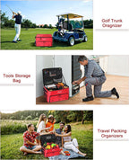 Golf Trunk Organizer, Waterproof Car Golf Locker with Separate Ventilated Compartment for 2 Pair Shoes, Golf Storage for Balls, Tees