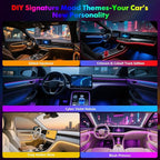 New Version Dreamcolor Acrylic Interior Car Lights 6 in 1 RGB LED Strip Lights with APP Control 252 Color Modes DIY Fiber Optic Ambient Lighting Kits Music Car Neon Light Kits