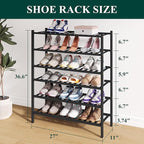 Smiry Bamboo Shoe Rack for Closet, 6 Tier Wooden Stackable Shoe Organizer, Free Standing Shoes Storage Shelf for Entryway, Fr