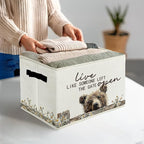 Rustic Bear Storage Bins & Boxes with Handles, Farmhouse Bear Foldable Basket for Organizing, Live Like Someone Left the Gate