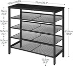 HOOBRO Shoe Rack for Entryway, 5-Tier Shoe Organizer with Adjustable Mesh Shelves, 12-16 Pairs of Shoes, Spacious Floor Mount