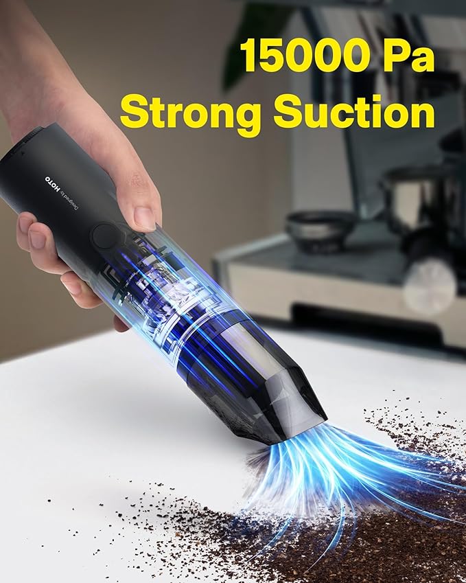 HOTO Handheld Vacuum Cleaner Cordless, Desk Vacuum Cleaner Compressed Electric Air Duster 15000Pa Suction, 4-in-1 Portable Vo